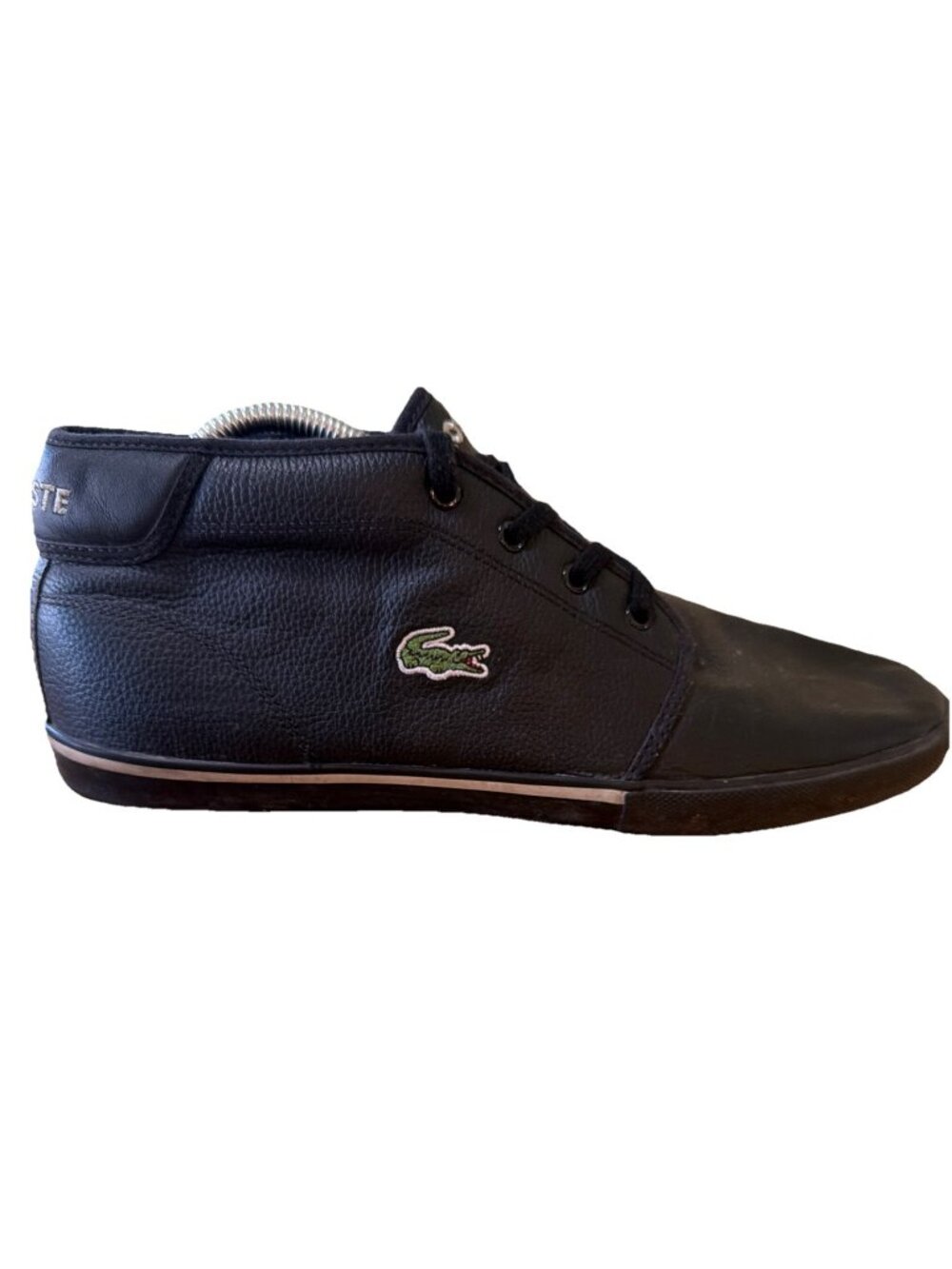 Lacoste Sport Ampthill TL Mens Lace Up Leather Shoes Size 11.5 Black Classic